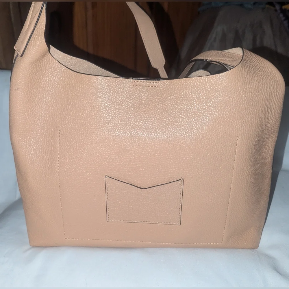 Michael Kors Junie Beige Leather Hobo Bag.